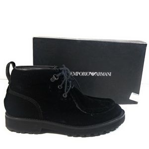 Emporio Armani Velour Leather Dress Ankle Boots 6
